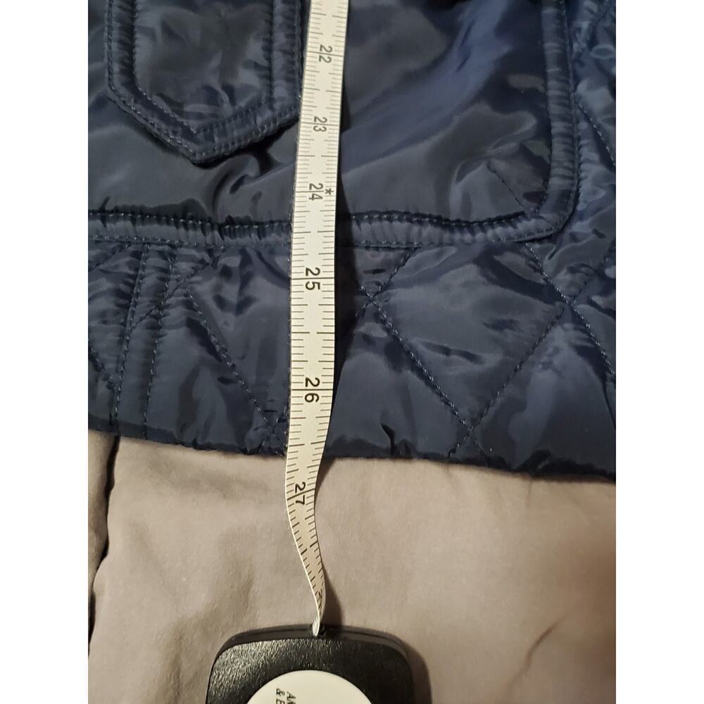 Banana Republic Quilted Belted Jacket XS True Navy Polka Dot Lining - Picture 8 of 12